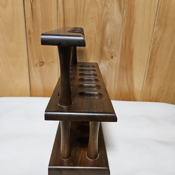 Vintage Decatur Walnut 12-Pipe Rack - Two-Tier Display Stand - Picture 7 of 8